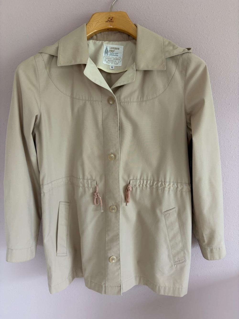 London Fog Classic Light Beige Trench Coat size 10